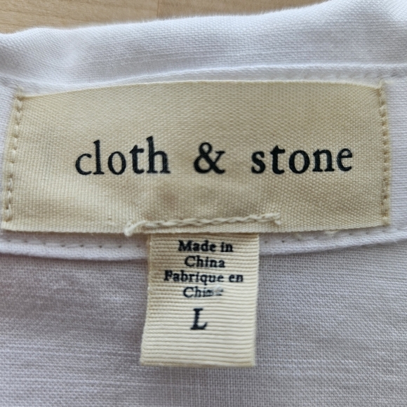 Cloth & Stone White Tencel Button Down Shirt Anthropologie Size Large - Picture 9 of 10